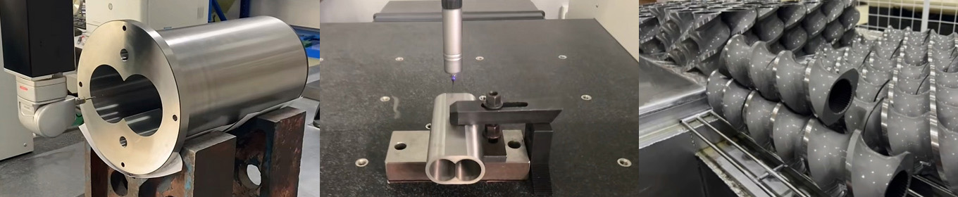 barrel for food extruder, liners and screw segments
