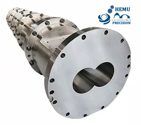 modular twin barrels for twin screw cooking extruders
